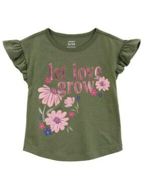 NWT. CARTER'S Baby Girls Let Love Grow Floral Flutter Tee